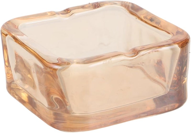 صحن رماد من الزجاج الكهرماني بتصميم أوروبي أنيق، محمول للمنزل والمكتب والسيارة والفسحة - Image 1